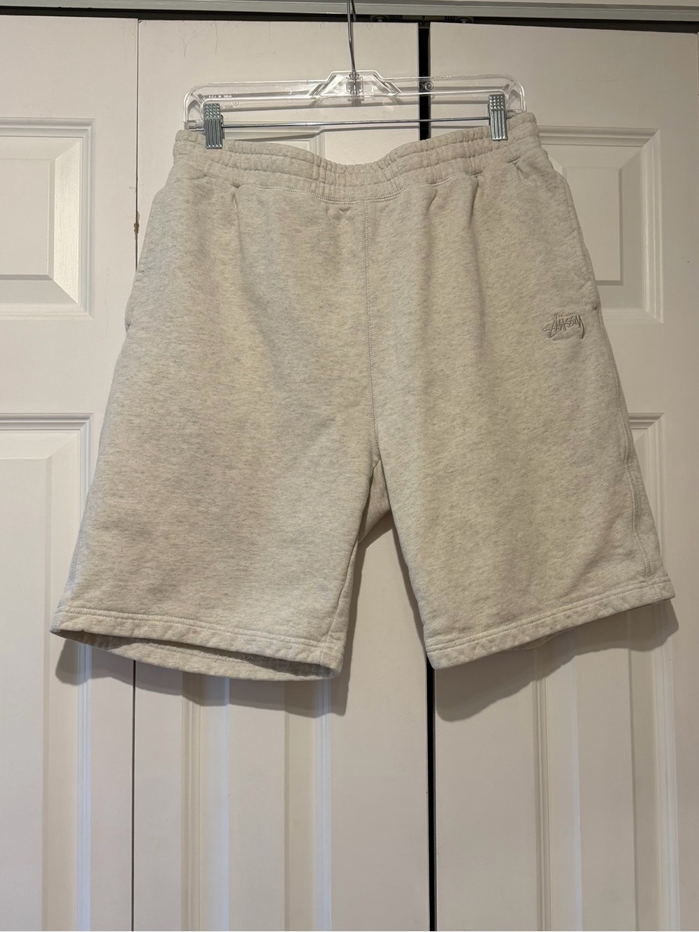 Stüssy Jersey Shorts Grey Heather Stock Logo Sweat Shorts Size Large